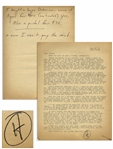 Hunter S. Thompson Letter Signed, With Autograph Note -- ...bought a huge Doberman name of Agar for $100...Also a pistol for $70 & now I cant pay the rent...